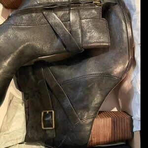 Like NEW! Black Vintage Biker Look Leather Bootie Sz10.5 Sz10 Sz 9.5